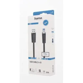 Кабел HAMA USB 3.0 -A мъжко -B мъжко, 1.5 м, 1 звезда - image 1