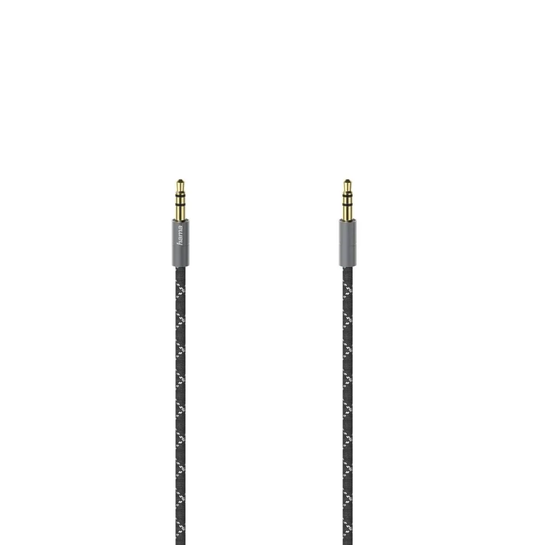 Καλώδιο ήχου HAMA, 3.5mm jack αρσενικό - 3.5mm jack αρσενικό, Μεταλλικό, Επιχρυσωμένοι connectors, 1.5μ, Μαύρο