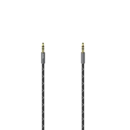 Cablu audio HAMA, jack 3.5mm tată - jack 3.5mm tată, Metal, Conectori placați cu aur, 1.5m, Negru - 1