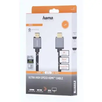 Кабел HAMA Ultra HD, HDMI мъжко - HDMI мъжко, 8K, 48GB/s, Метал, 1 м, Позл. конектори, Черен - image 2