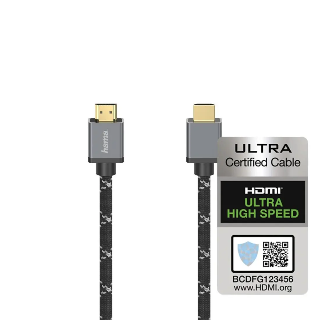 Cablu HAMA Ultra HD, HDMI tată - HDMI tată, 8K, 48GB/s, metal, 2 m, Conectori placați cu aur, Negru
