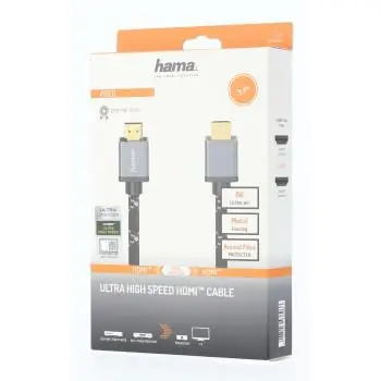 Кабел HAMA Ultra HD, HDMI мъжко - HDMI мъжко, 8K, 48GB/s,метал, 3 м, Позл. конектори, Ethernet, Черен - image 3