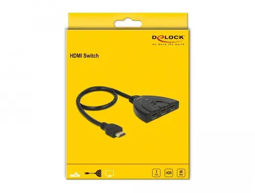 3 портов HDMI суич Delock 18600, 4K, 50 см. кабел, Черен - image 3