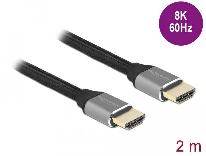 Кабел Delock Ultra High Speed, HDMI мъжко - HDMI мъжко, 48 Gbit/s, 8K 60 Hz, 2 м, Сив - image 1
