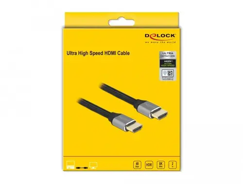 Кабел Delock Ultra High Speed, HDMI мъжко - HDMI мъжко, 48 Gbit/s, 8K 60 Hz, 2 м, Сив - image 2