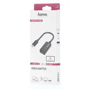 Адаптер HAMA 200315, USB-C мъжко - HDMI женско, Ultra HD, 4K, Черен - image 1