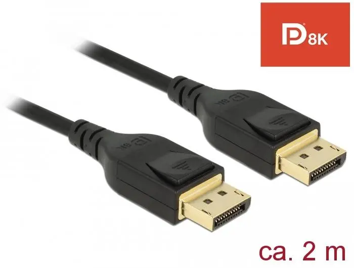 Кабел Delock DisplayPort мъжко - DisplayPort мъжко, 2.0м, 8K 60 Hz, Черен - image 1
