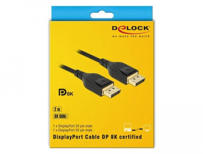 Кабел Delock DisplayPort мъжко - DisplayPort мъжко, 2.0м, 8K 60 Hz, Черен - image 4