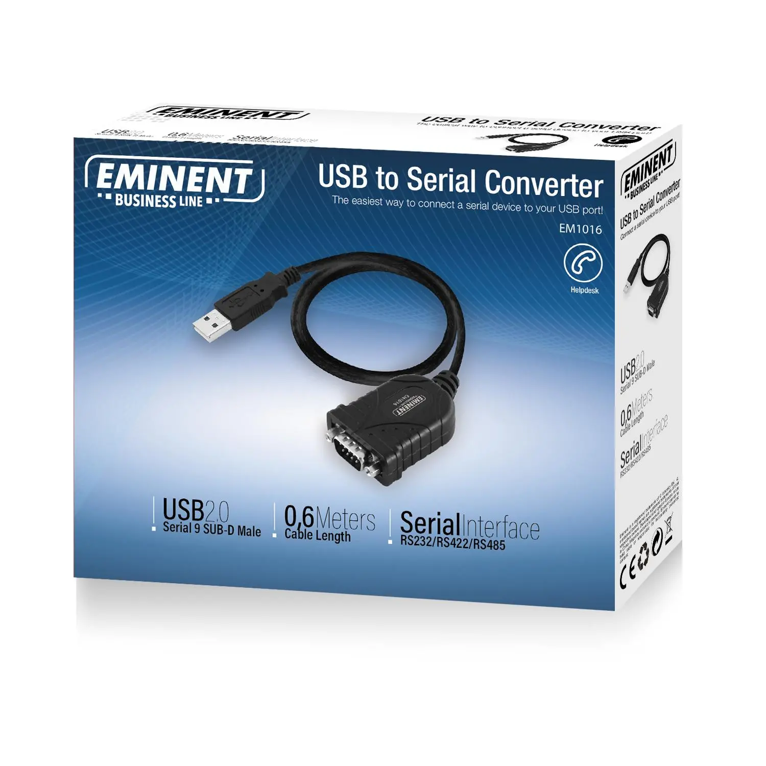 Конвертор Ewent USB - RS232 9 пин мъжко, Черен - image 3