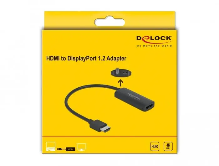 Adaptor Delock 63206, HDMI-A tată - DisplayPort mamă, 4K 60 Hz, Negru - image 4