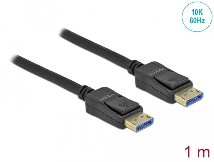 Кабел Delock DisplayPort 2.0 мъжко - DisplayPort мъжко, 1.0м, 10K, 54 Gb/s, Черен - image 1