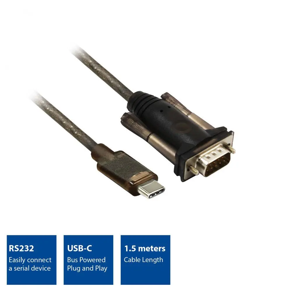 Конвертор ACT AC6002, USB-C мъжко - RS232 мъжко, 9 pin, 1.5 м, Черен - image 1