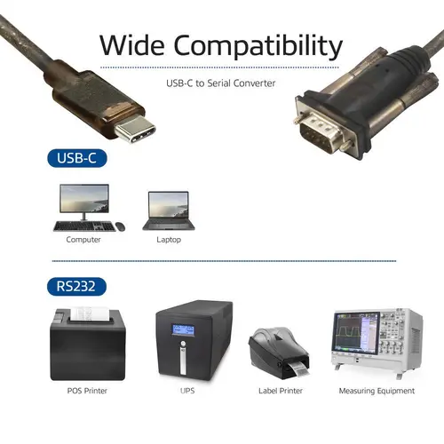 Конвертор ACT AC6002, USB-C мъжко - RS232 мъжко, 9 pin, 1.5 м, Черен - image 3