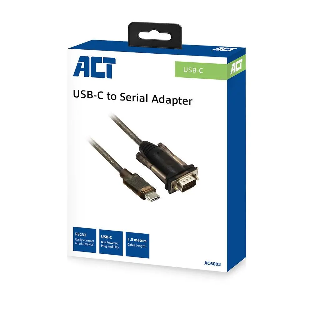 Конвертор ACT AC6002, USB-C мъжко - RS232 мъжко, 9 pin, 1.5 м, Черен - image 4