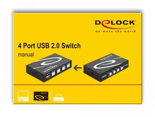Διακόπτης Delock Χειροκίνητος, 4 x θύρες USB 2.0, Μαύρος - 5