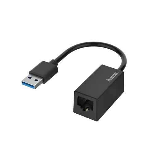 Adaptor de rețea HAMA, USB-A tată - RJ-45 mamă, Gigabit, Negru - 1