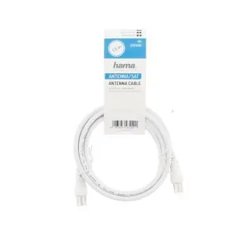 Cablu de antenă HAMA 205030, Coaxial tată - Coaxial mamă, 5 m, 75dB, Ecranat, Alb - image 1