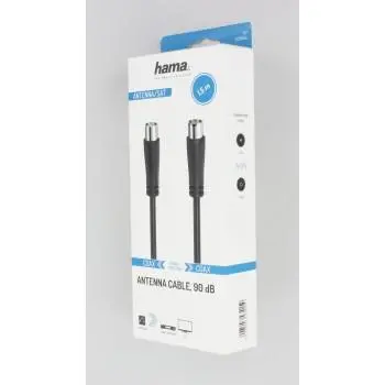 Cablu de antenă HAMA, Coaxial tată - Coaxial mamă, 1.5m, 90dB, Negru - image 1