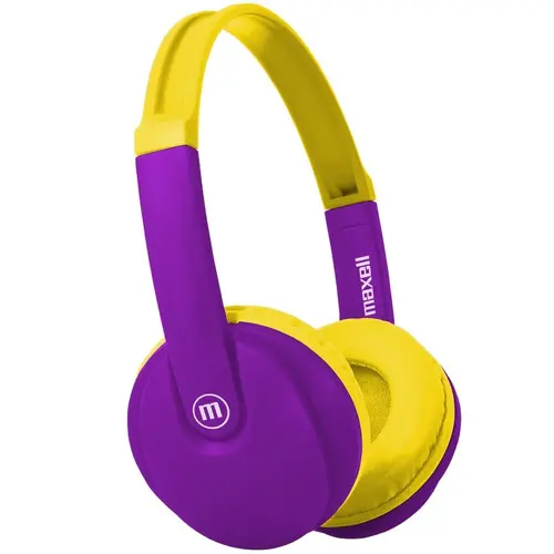 Ασύρματα Bluetooth παιδικά ακουστικά Maxell KIDZ HP-BT350, Μικρό μέγεθος, Βιολετί/Κίτρινο - 1