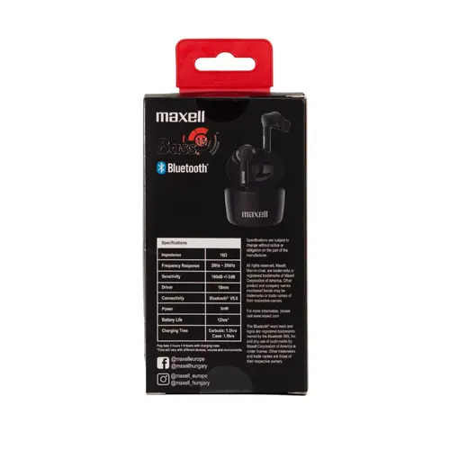 Блутут слушалки Maxell Bass13 TWS, True Wireless, Bluetooth 5.0, Черни - image 2