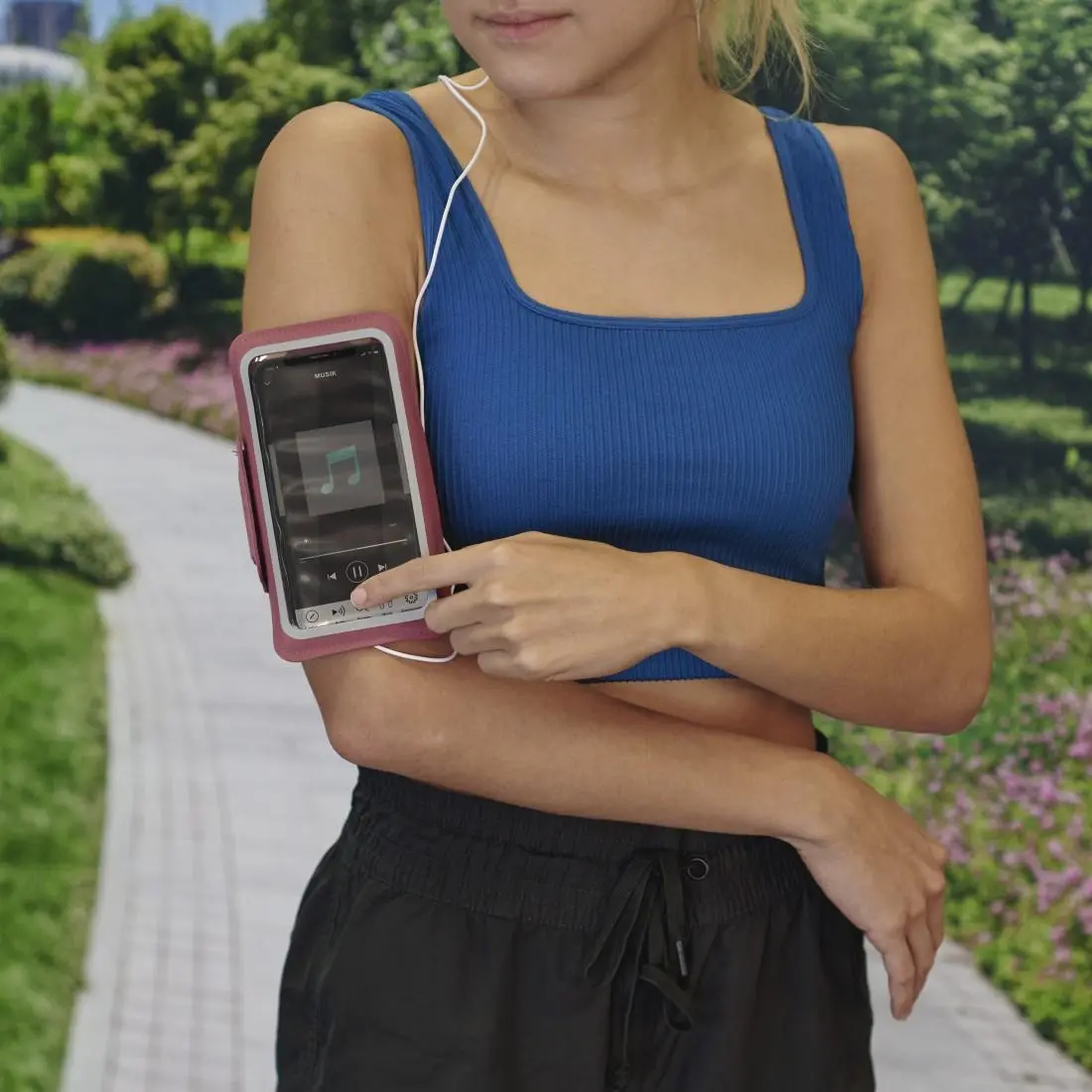 Husă sport pentru braț HAMA Finest Sports, Pentru telefoane XL, Roz - image 2