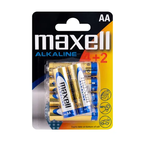 Baterie alcalină MAXELL AA, LR-6, 4+2 buc. în ambalaj, 1.5V - 1