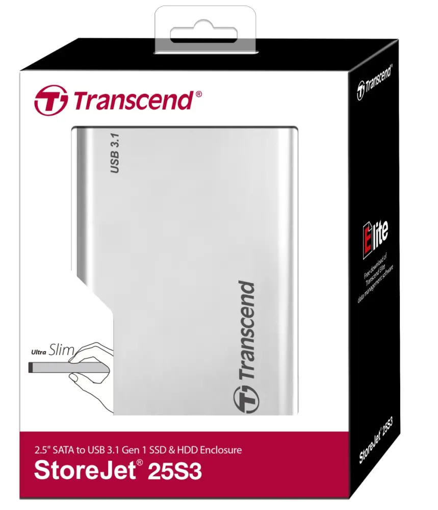 Θήκη σκληρού δίσκου, Transcend 0GB StoreJet 2.5" (SATA), USB 3.1, Αλουμινένιο περίβλημα - image 2