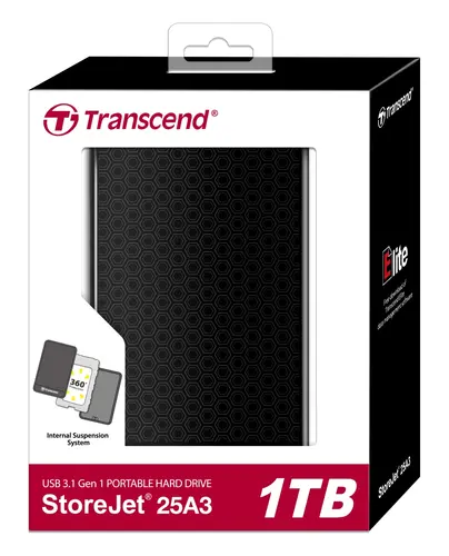 Твърд диск, Transcend 1TB StoreJet 2.5" A3, Portable HDD, Black - image 3
