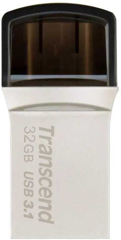 Memorie, Transcend 32GB JETFLASH 890S, USB 3.1 Type C, Placare argintie