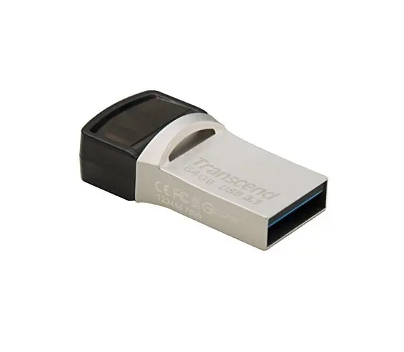 Памет, Transcend 64GB JETFLASH 890S, USB 3.1 Type C, Silver Plating - image 1