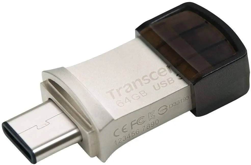 Memorie, Transcend 64GB JETFLASH 890S, USB 3.1 Type C, Placare argintie - image 2