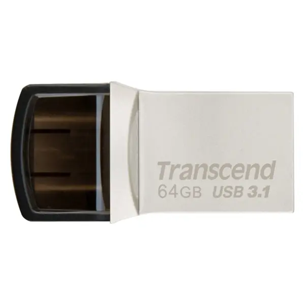 Memorie, Transcend 64GB JETFLASH 890S, USB 3.1 Type C, Placare argintie - image 3
