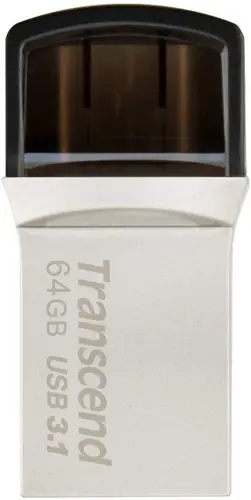 Memorie, Transcend 64GB JETFLASH 890S, USB 3.1 Type C, Placare argintie - 1