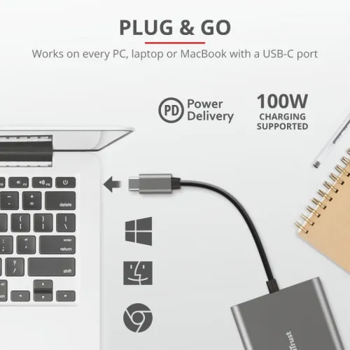 Адаптер, TRUST Dalyx 3-IN-1 USB-C Adapter - image 8
