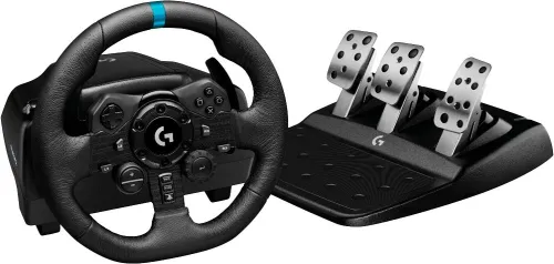 Волан, Logitech G923 Racing Wheel And Pedals, Play Station 4, PC, 900° Rotation, Trueforce Next-Gen Force Feedback, Dual Clutch (In Supported Games), Aluminium, Steel, Leather