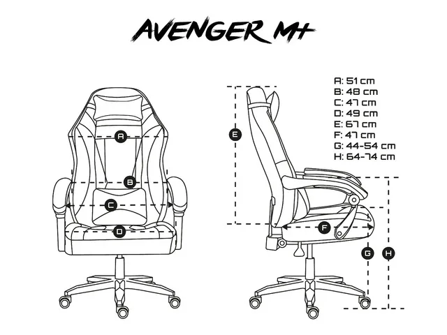 Стол, Fury Gaming Chair Avenger M+ Black-White - image 2