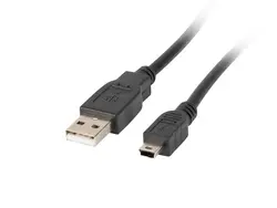 Кабел, Lanberg USB MINI-B(M) ->  USB-A (M) 2.0 cable 1.8m, black (Canon)