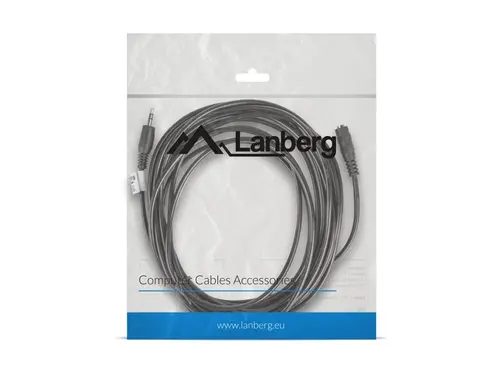 Кабел, Lanberg cable stereo mini jack (M) -> mini jack (F) 5m, black - image 3