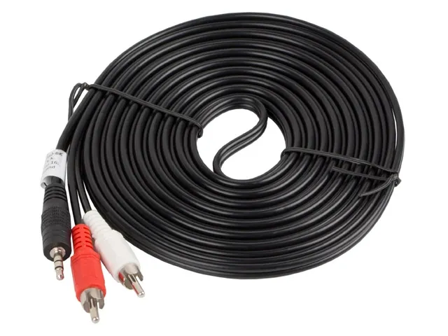 Кабел, Lanberg mini jack 3.5mm (M) 3 pin -> 2X RCA (chinch) (M) cable 5m - image 1
