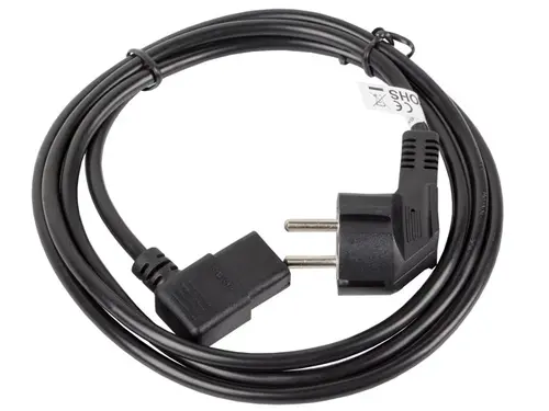 Кабел, Lanberg CEE 7/7 -> IEC 320 C13 power cord 1.8m angled right VDE, black - image 1