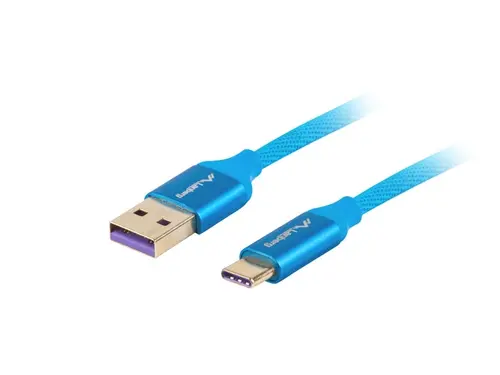 Кабел, Lanberg USB-C(M) -> USB-A (M) 2.0 cable 1m, blue premium 5A