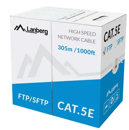 Кабел, Lanberg LAN cable FTP CAT.5E 305m solid CCA, grey