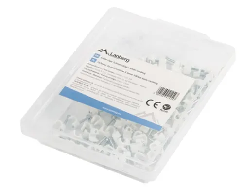 Кабелен клипс, Lanberg cable clips 3,5mm 100pcs, white - image 1