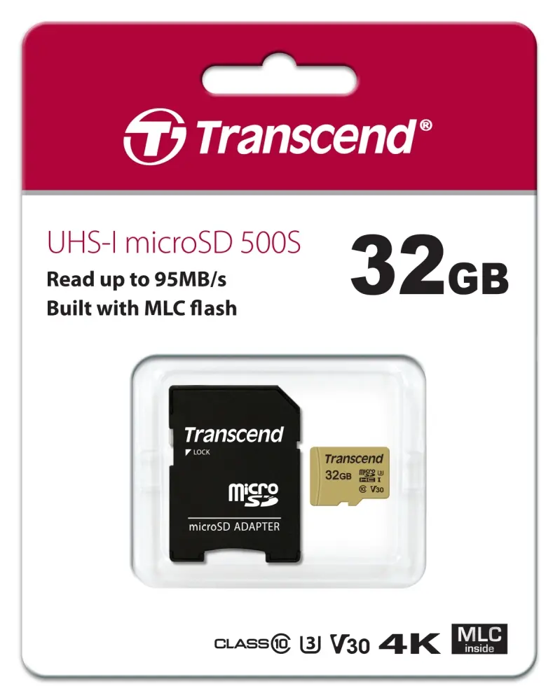 Памет, Transcend 32GB micro SD UHS-I U3 (with adapter), MLC - image 1