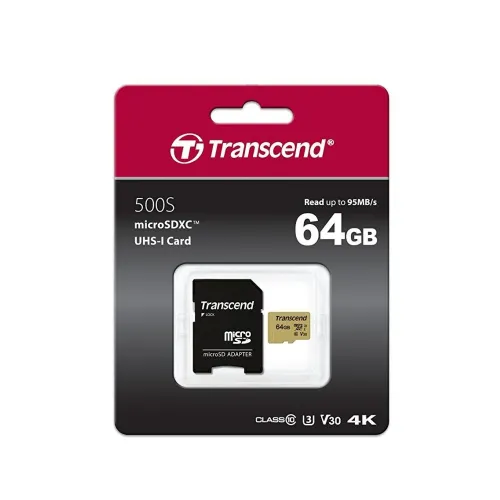Памет, Transcend 64GB micro SD UHS-I U3 (with adapter), MLC - image 1