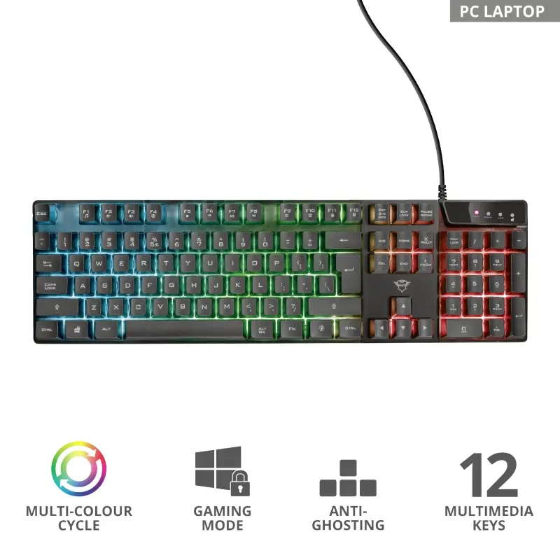 Πληκτρολόγιο, TRUST GXT 835 Azor για gaming, US - image 5