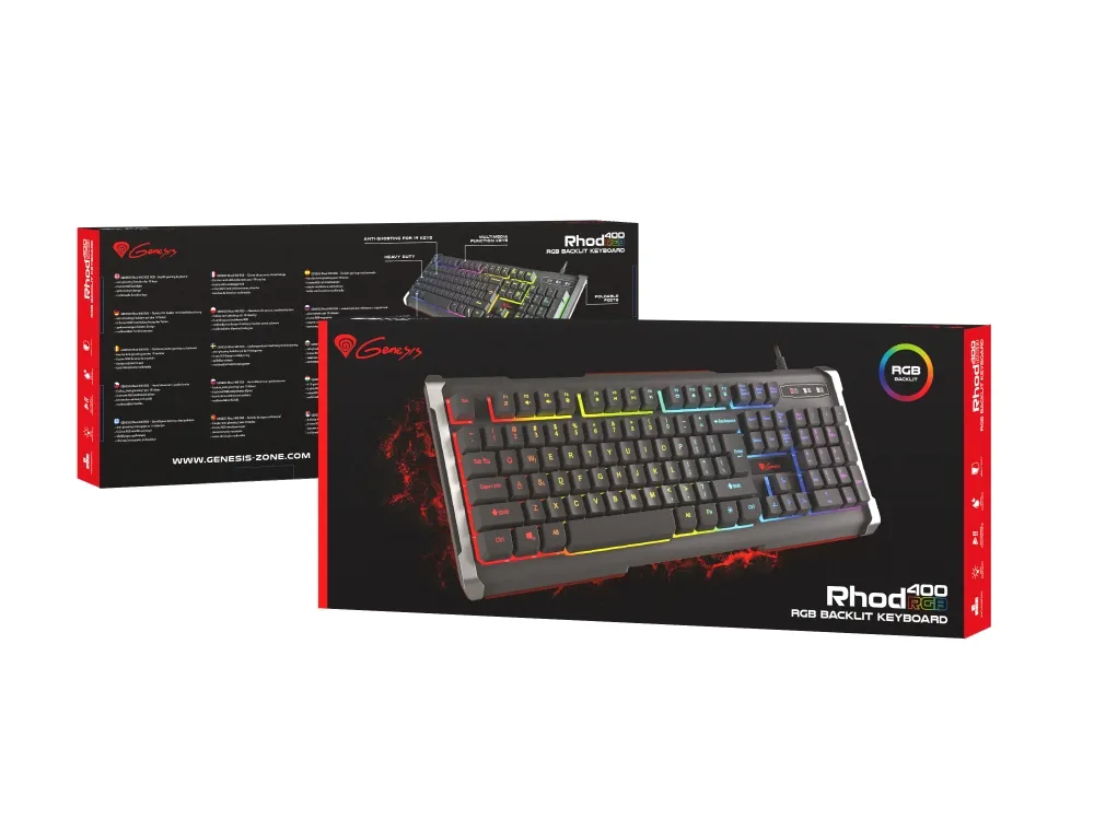 Клавиатура, Genesis Gaming Keyboard Rhod 400 Rgb Backlight Us Layout - image 4