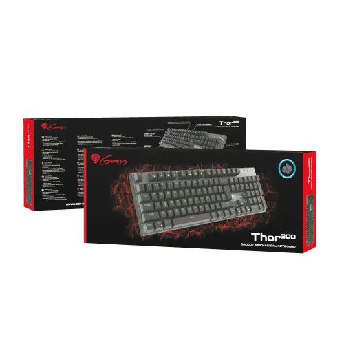 Клавиатура, Genesis Mechanical Gaming Keyboard Thor 300 Green Backlight Outemu Blue Switch Us Layout - image 4
