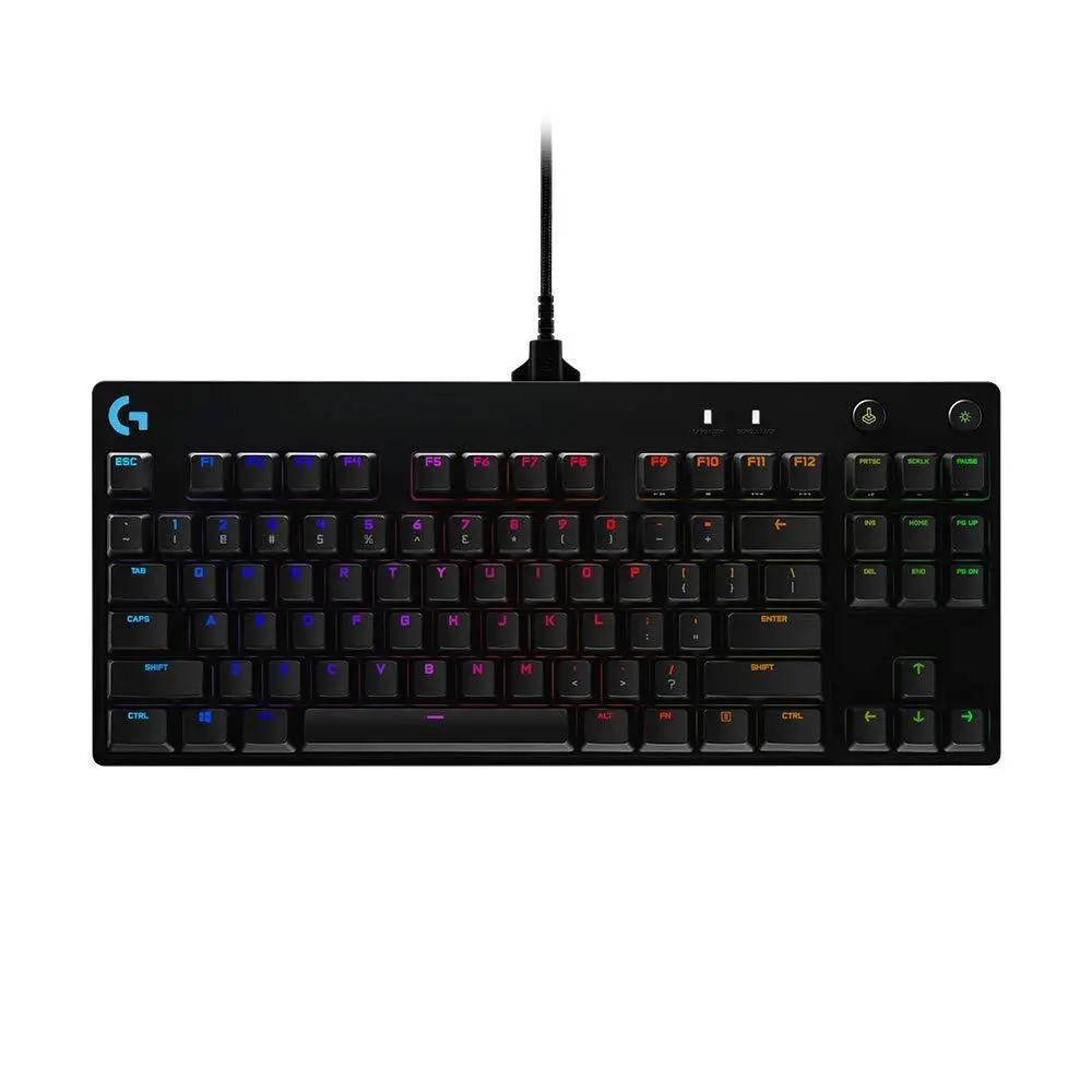 Клавиатура, Logitech G Pro TKL Keyboard, GX Clicky, Lightsync RGB, Detachable Cable, 3-Step Angle Adjustment, 12 Programmable F Keys, Black