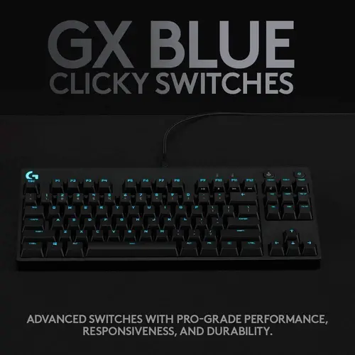 Клавиатура, Logitech G Pro TKL Keyboard, GX Clicky, Lightsync RGB, Detachable Cable, 3-Step Angle Adjustment, 12 Programmable F Keys, Black - image 2